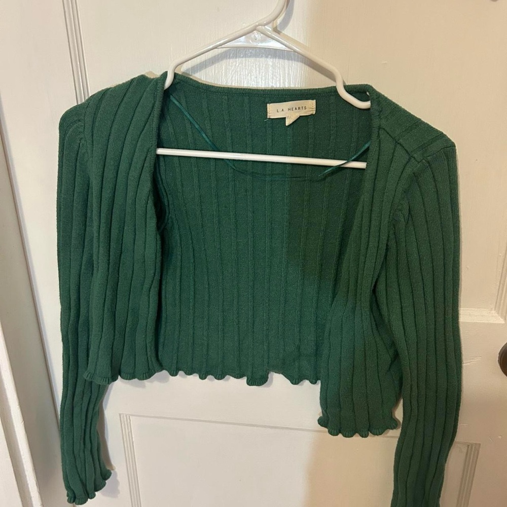 La Hearts Green Ribbed Sweater